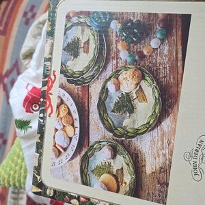 John Derian x Target Christmas Tree Stoneware Appetizer Plates 8" Set of 4 NEW